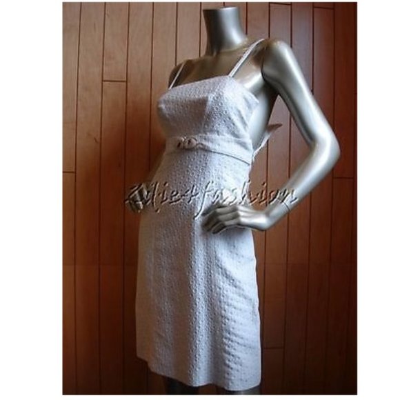 NWT AGNONA White Textured Sheath Shell Belt Strapless Cotton Dress 2 - Picture 4 of 6